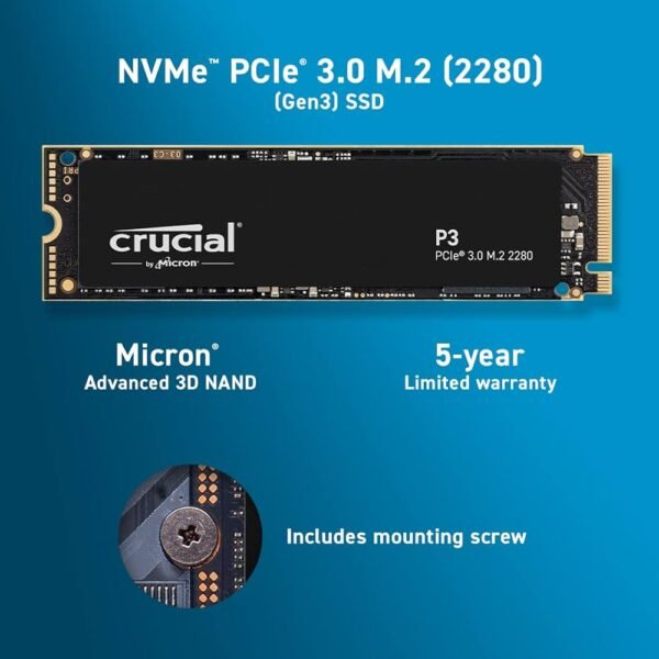 Crucial P3 500GB PCIe M.2 2280 SSD - Image 3