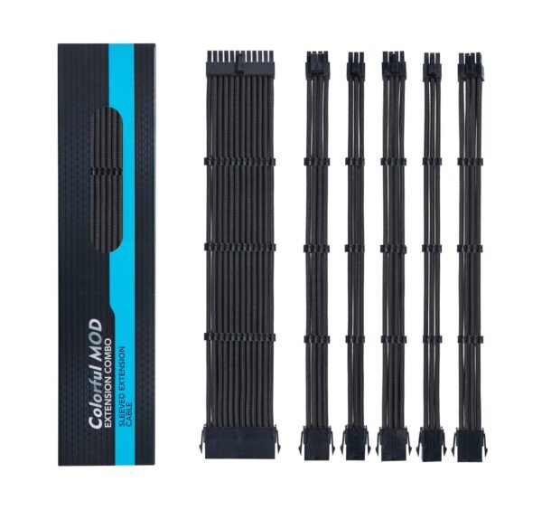 Colorful MOD Extension Combo Sleeved EXTENSION CABLE - BLACK